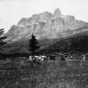 Cover image of Old Silver City mining town and Castle Mountain, 18 miles west of Banff