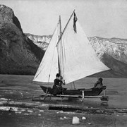 Cover image of Ice boat on Devil's Lake [Lake Minnewanka near Banff]