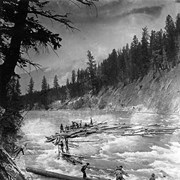 Cover image of Eau Clair log run, Bow River above falls