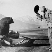 Cover image of Captain Conrad O'Brien-ffrench & bear [at Banff nuisance grounds]