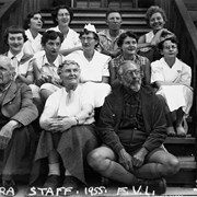 Cover image of O'Hara [lodge] staff - front row (left to right): Major F.V. Longstaff, Charlottle Tuerck, and Dr. G.K.K. Link
