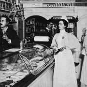Cover image of John Lawrenson (druggist), Dr. Ralph Hay, Nurse Mowatt, Nurse Annie McLauchlin at Dr. Brett's Drug Store