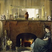 Cover image of Mary Schaffer Warren by her fireplace