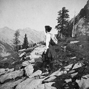 Cover image of [Unidentifed Longstaff sister hiking up Sulphur Mountain during Longstaff family trip to Rockies and Selkirks, July 20, 1903]