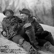 Cover image of John Barrymore (left) and Rudolf Aemmer (Barrymore's double) during filming of "Eternal Love" at Lake Louise