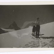 Cover image of 77. [Mount Assiniboine and skiers].