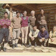 Cover image of Summer, 1966, Jim Walls etc., Pack train leaving Sunburst. Japanese Climbers. -- 1966