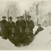 Cover image of [Unidentified group of men in suits posing with skis]