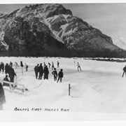 Cover image of Banff's first hockey rink
