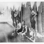 Cover image of Group of swimmers at Upper Hot Springs pool