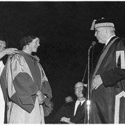 Cover image of [Catharine Whyte receiving her honourary doctorate from the University of Calgary]