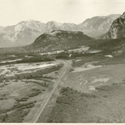 Cover image of [Mountain landscape and valley with railway]