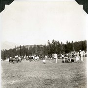 Cover image of [Group gathered in open field, Banff Indian Grounds, Banff Indian Days]