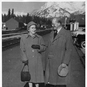 Cover image of [Unidentified woman and man next to railway tracks]