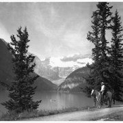 Cover image of [Unidentified man on horseback at Lake Louise]