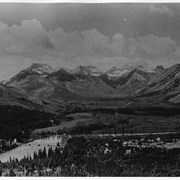 Cover image of Banff townsite ca. 1935 from Tunnel Mtn. J.D.