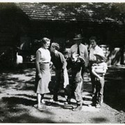 Cover image of [Group with Peter Whyte in front of Whyte log home]