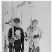 Cover image of Two unidentified skiers