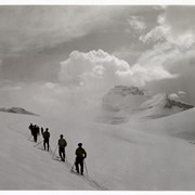 Cover image of Seven unidentified skiers