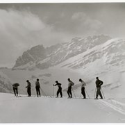 Cover image of Seven unidentified skiers