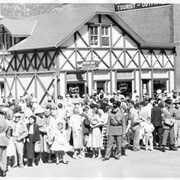 Cover image of People gathered on Banff Avenue