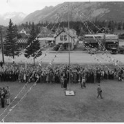 Cover image of Crowd of people around a maypole