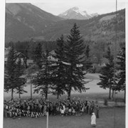 Cover image of Crowd of people around a maypole
