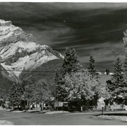 Cover image of Residential street and Cascade Mountain