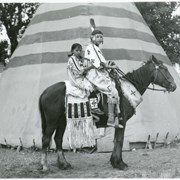 Cover image of Unidentified Indigenous children on horseback