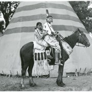 Cover image of Unidentified First Nations girls on horseback