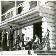 Cover image of Group of people on Mount Temple Lodge deck