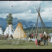 Cover image of Tipi raising Banff Indian Days 1950