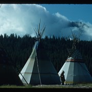 Cover image of Tipis at Banff Indian Days grounds 1954
