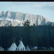 Cover image of Tipis and view of Rundle Mountain at Banff Indian Days