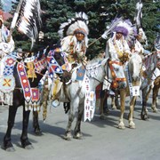 Cover image of Unidentified men in regalia on horseback