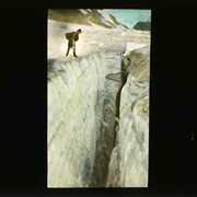 Cover image of Hiker near glacier crevice